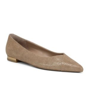 Donald J Pliner Leather Metallic Gold Palma Pointed Toe Skimmer Flat Shoes 6 NWT